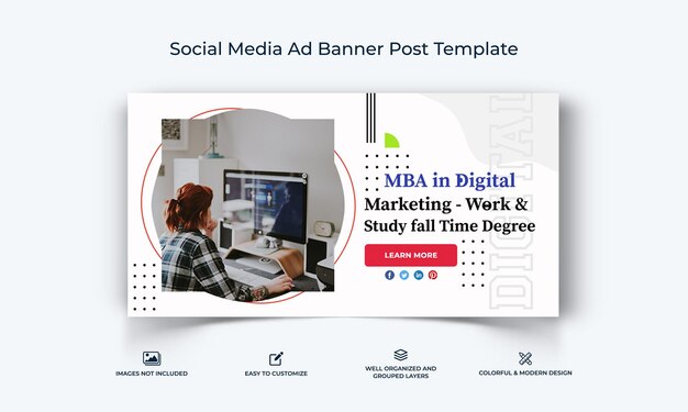 Digital Marketing social media Facebook Ad banner Post template premium vector