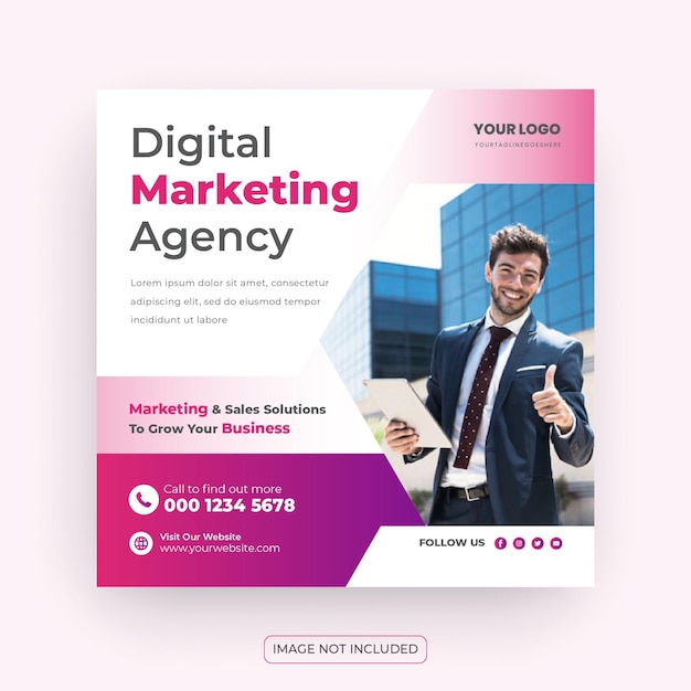 Digital Marketing Social Media Post o Corporate Business Solution Square Web Banner Design