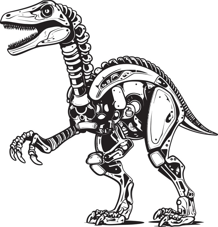 Vettore dino bot insignia black logo icon design con dinosauro robotico in formato vettoriale futuristic rex