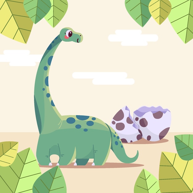 Dinosauro adorabile piatto organico del bambino illustrato