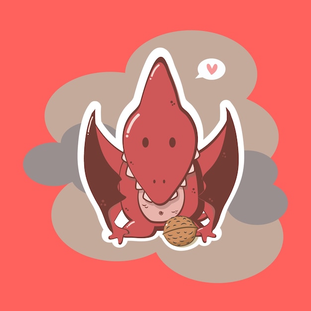 Dinosauro pterodattilo con vettore di noce