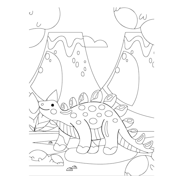 Dinosauro stampabile Disegni da colorare per bambini premium vector