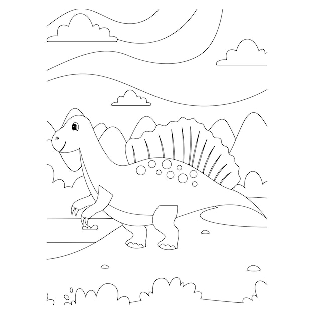 Dinosauro stampabile Disegni da colorare per bambini premium vector