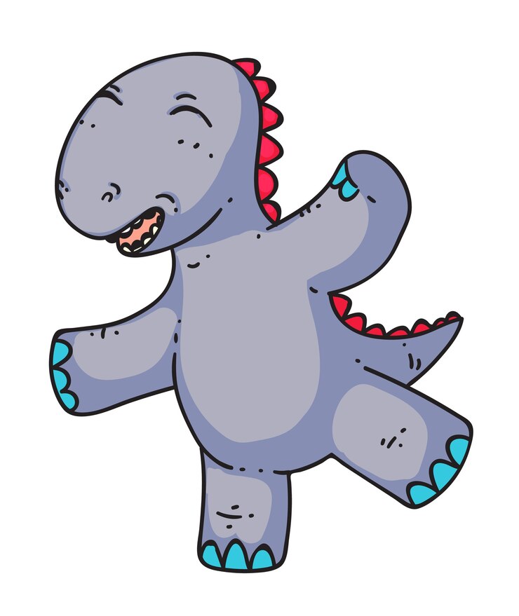 Vettore dinosauro sveglio del fumetto che balla isolato su bianco