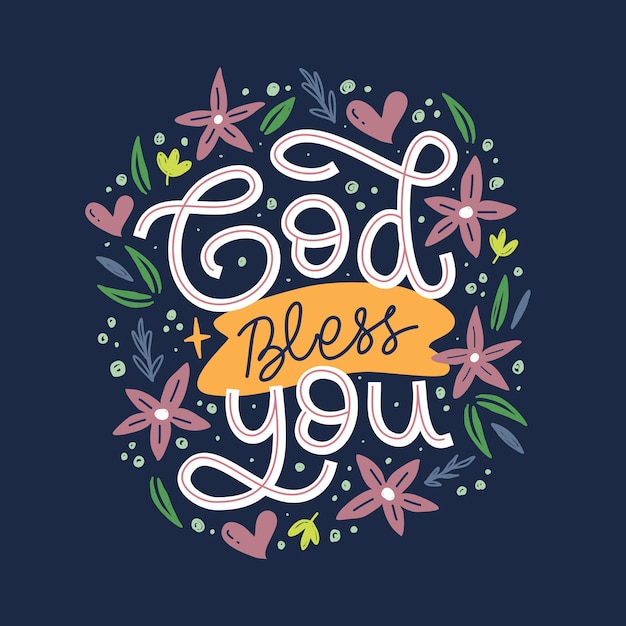 Dio ti benedica a mano lettering citazione ispiratrice e motivazionale