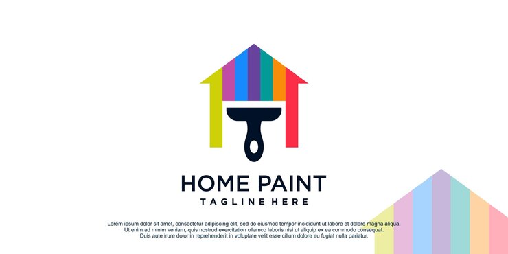 Dipingi il design del logo per le imprese e l'edilizia Vettore Premium