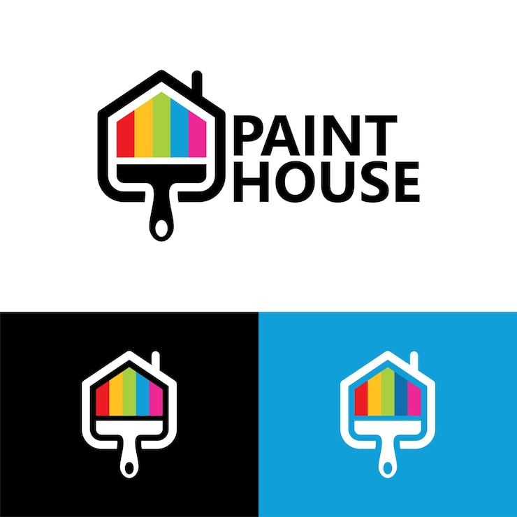Dipingi il modello di logo della casa premium vector