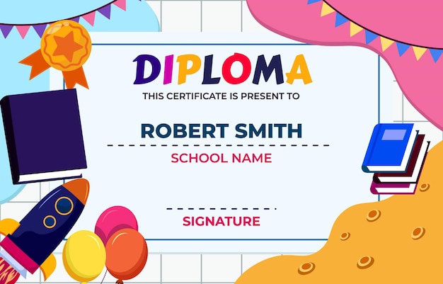 Diploma Certificato di parco giochi per la scuola materna