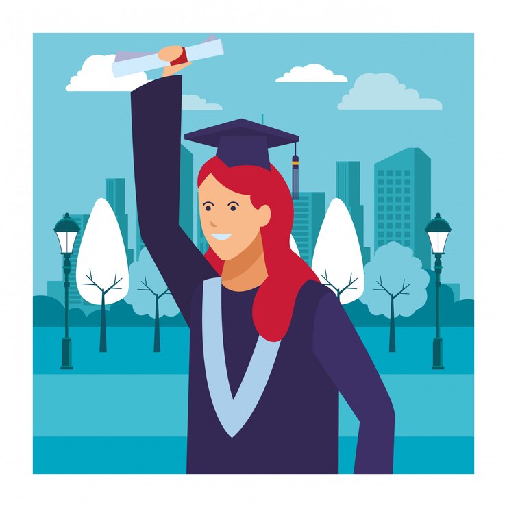 Vettore diploma di laurea femminile