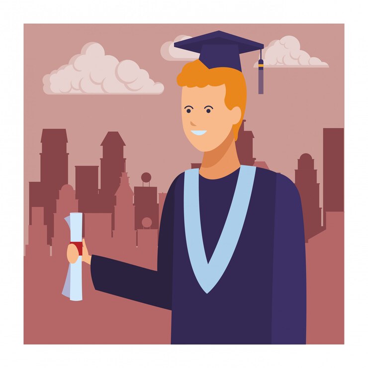 Vettore diploma di laurea maschile