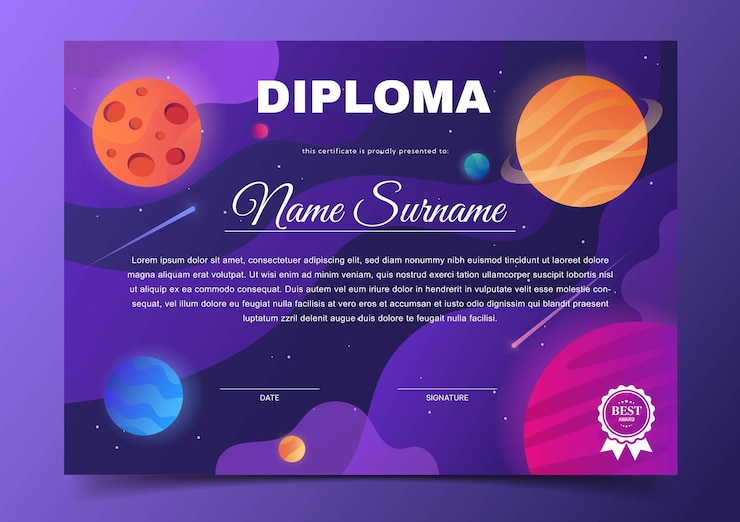 Vettore diploma di progettazione dello spazio