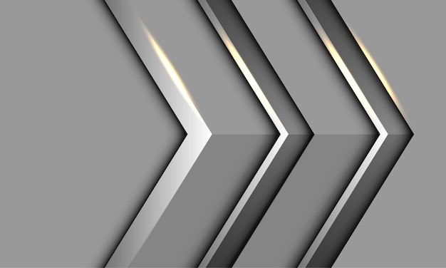 Direzione della freccia metallica grigia astratta con il vettore futuristico moderno del fondo di progettazione dello spazio vuoto