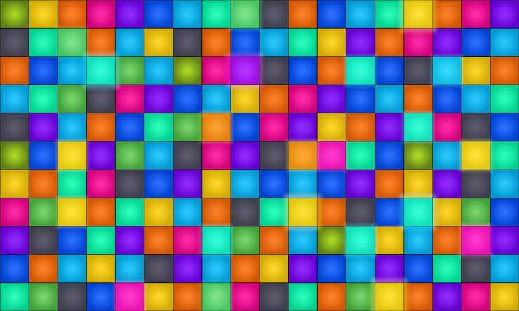 Vettore disco dance floor pattern beat maker drum pad colorato club party led caleidoscopio con cubi luminosi e illustrazione di sfondo vettoriale