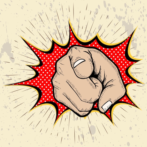 Discorso bolla fumetto con la mano