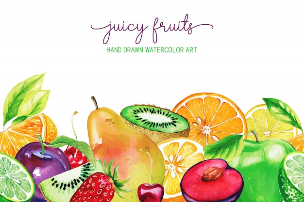 disegnare a mano frutti del giardino dell'acquerello