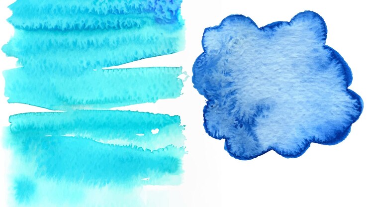 Vettore disegnare a mano il disegno ad acquerello con tratto di pennello blu
