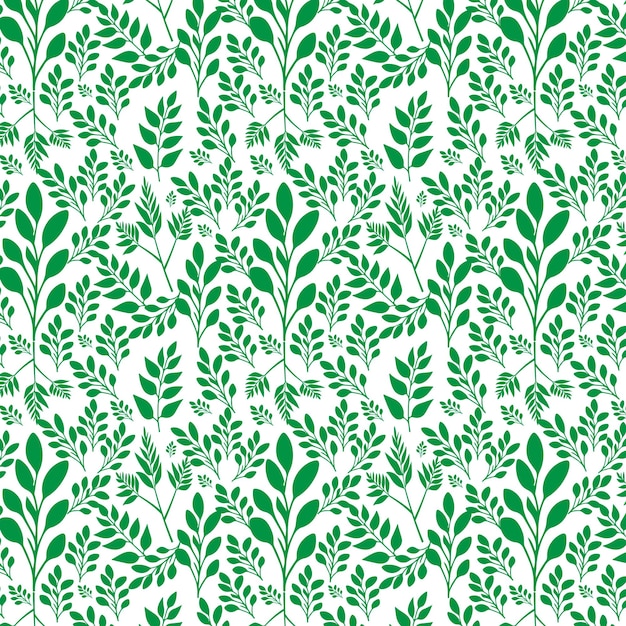 disegnare a mano motivo floreale senza soluzione di continuità di foglie verdi Spring Blossom Vector Design su sfondo bianco