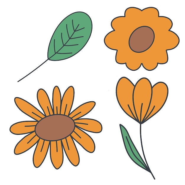 Disegnare semplice girasole e altre collezioni vettoriali per il tuo design