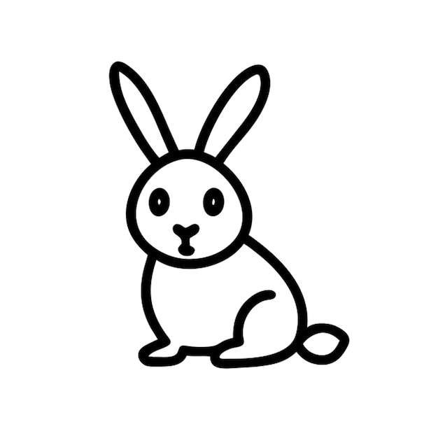 disegnare un coniglio felice che è stato disegnato a mano con il contorno dell'icona