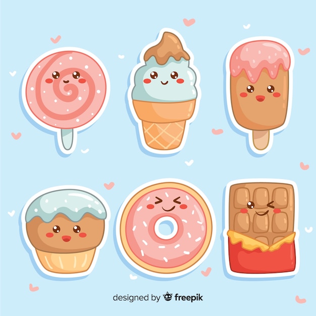Disegnata a mano affascinante collezione di cibi dolci