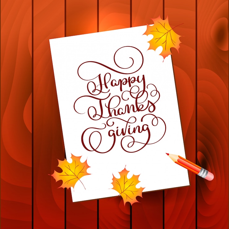 Vettore disegnato a mano calligrafia lettering testo happy thanksgiving