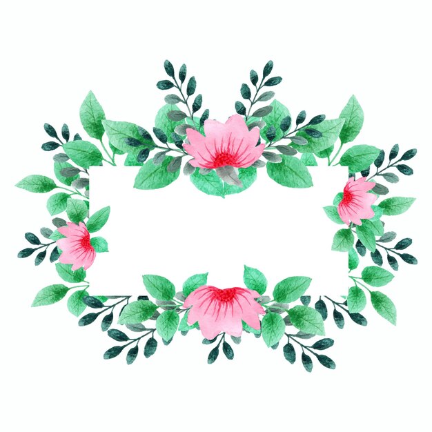 disegnato a mano di cornice floreale rosa