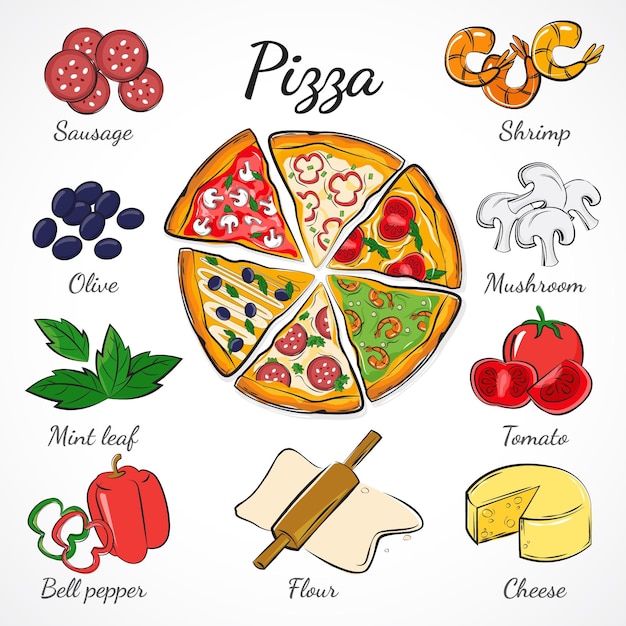 Disegnato a mano di deliziosa ricetta
