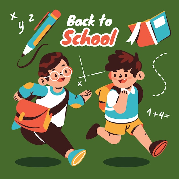 Disegnato a mano di nuovo all'illustrazione della scuola