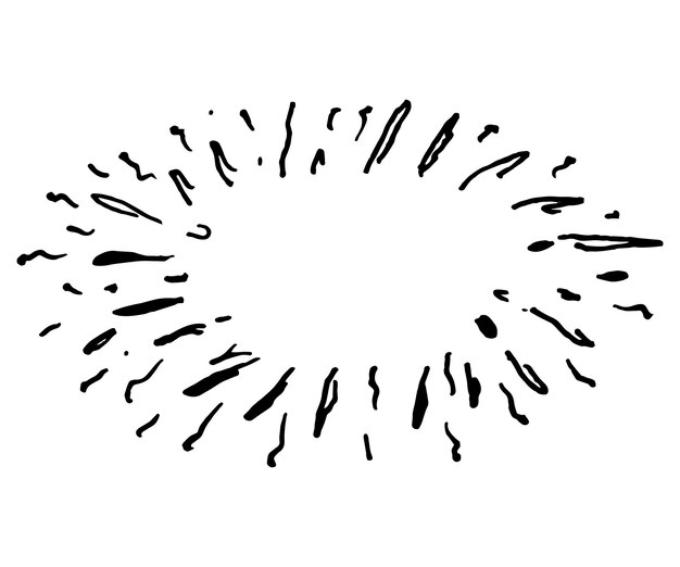 disegnato a mano doodle starburst sunburst fuochi d'artificio esplosione set doodle elemento di progettazione illustrazione vettoriale