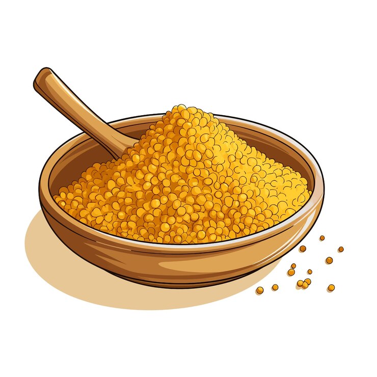 Vettore disegnato a mano mustard spice cartone animato vettoriale illustrazione clipart sfondo bianco