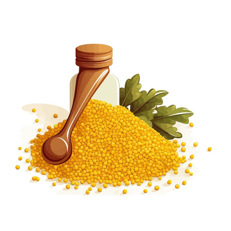 Vettore disegnato a mano mustard spice cartone animato vettoriale illustrazione clipart sfondo bianco