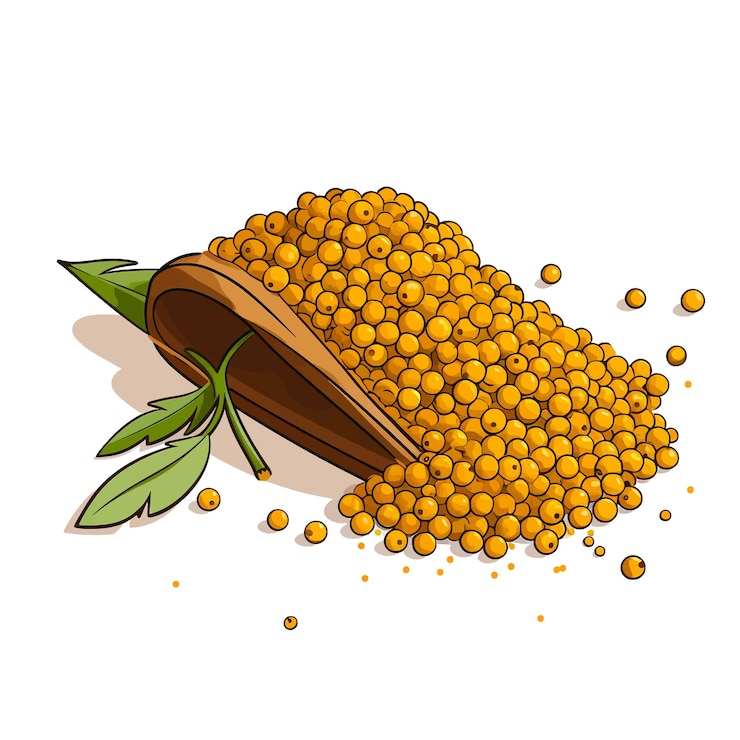 Vettore disegnato a mano mustard spice cartone animato vettoriale illustrazione clipart sfondo bianco