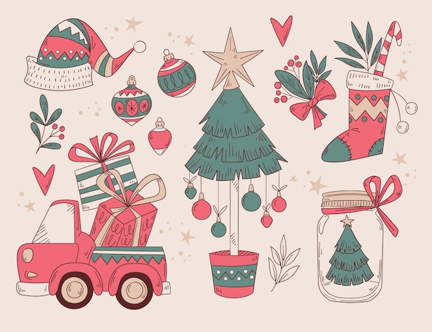 Disegnato a mano Natale Elements Collection