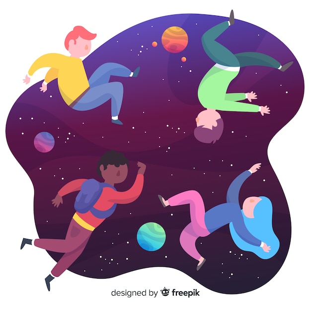 Disegnato a mano persone galleggiante sfondo