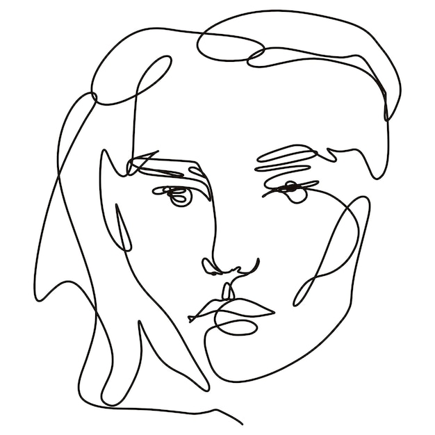 disegnato a mano un'illustrazione d'arte a linea donna faccia disegno a linea continua