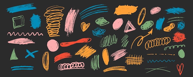 Disegni artistici irregolari a tratti multicolori sul nero