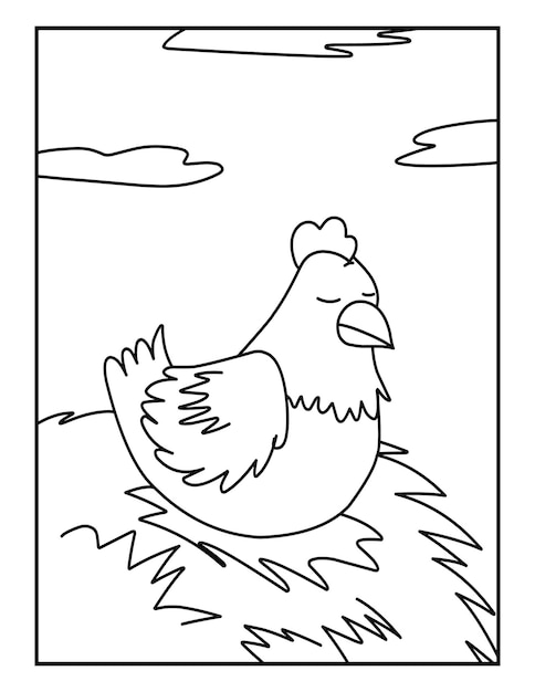 Disegni da colorare di animali da fattoria di pollo per bambini