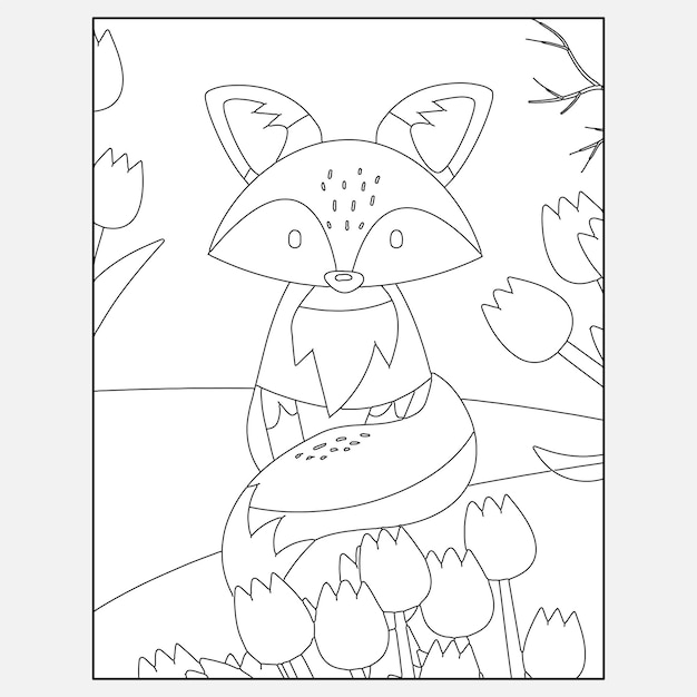 Disegni da colorare di animali della foresta di volpi stampabili per bambini