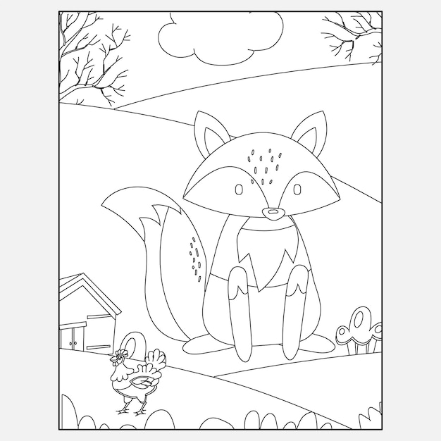 Disegni da colorare di animali della foresta di volpi stampabili per bambini
