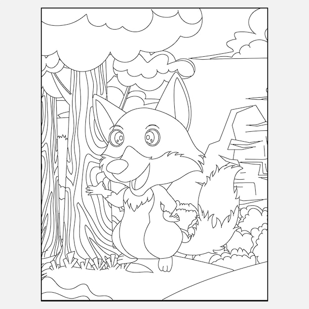 Disegni da colorare di animali della foresta di volpi stampabili per bambini