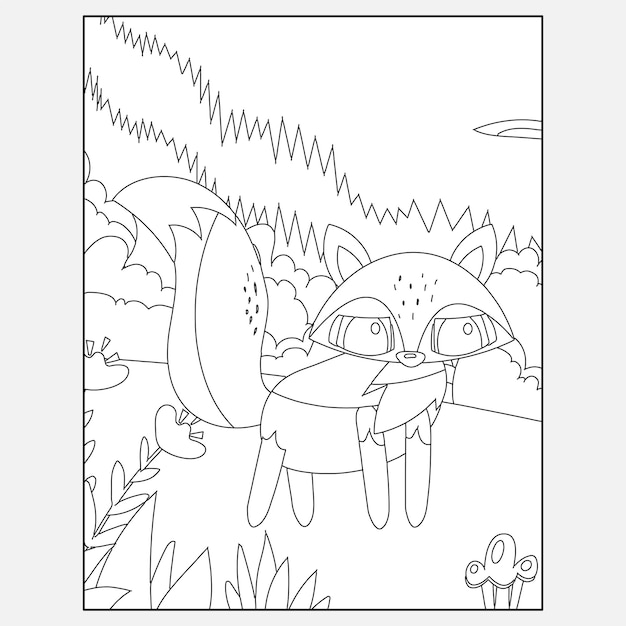Disegni da colorare di animali della foresta di volpi stampabili per bambini