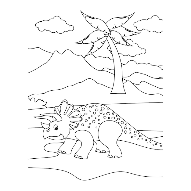 Disegni da colorare di dinosauri stampabili Vettore Premium