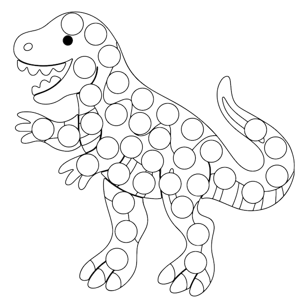 Disegni da colorare di dinosauro con pennarello a punti per bambini Vettore Premium