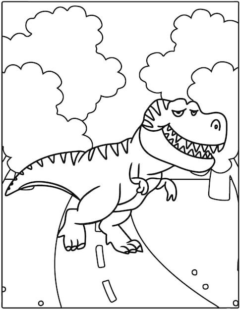 Disegni da colorare di dinosauro divertente cartone animato