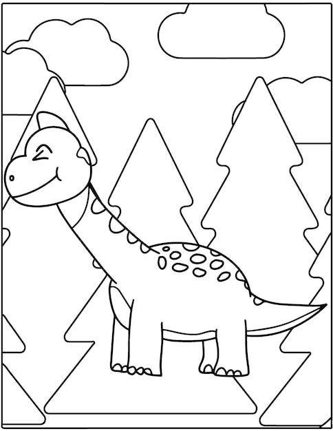 Disegni da colorare di dinosauro divertente cartone animato