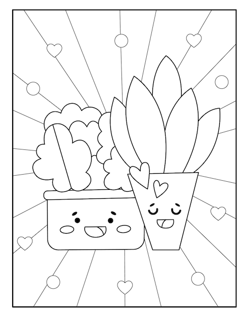 Disegni da colorare di fiori kawaii