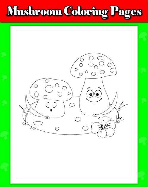Disegni Da Colorare Di Funghi Vettore Premium