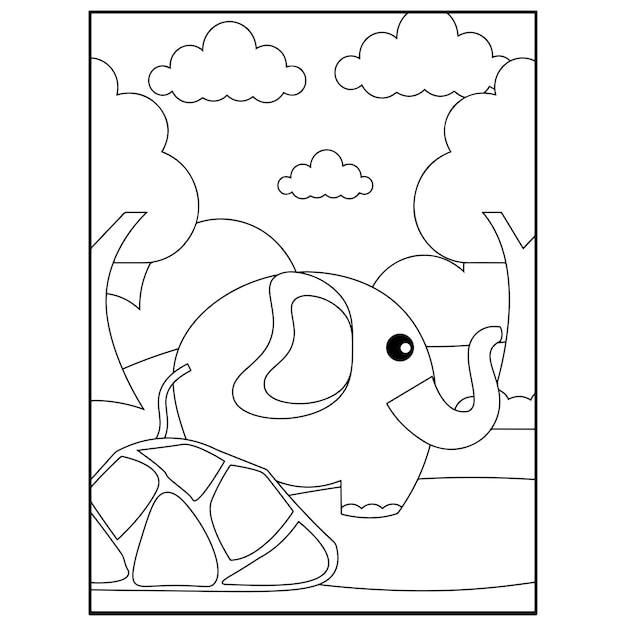 Disegni da colorare di simpatici animali per bambini Vettore Premium