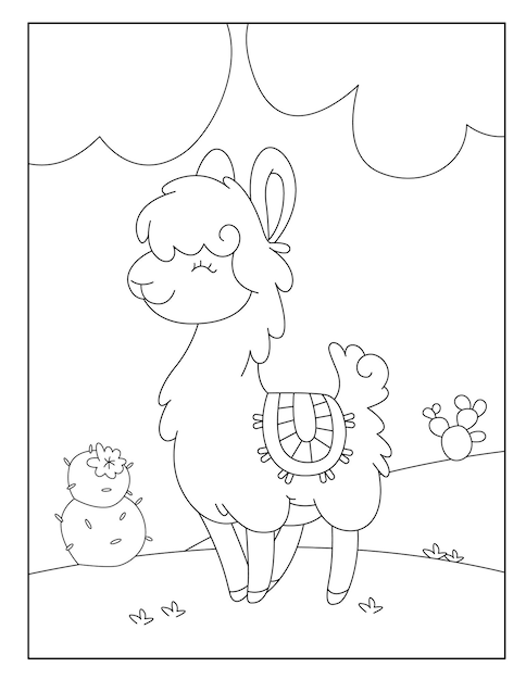 Disegni da colorare lama carino contorno per bambini