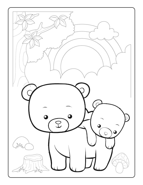 Disegni da colorare per la festa della mamma per bambini con fogli di lavoro in bianco e nero per le vacanze di simpatici animali